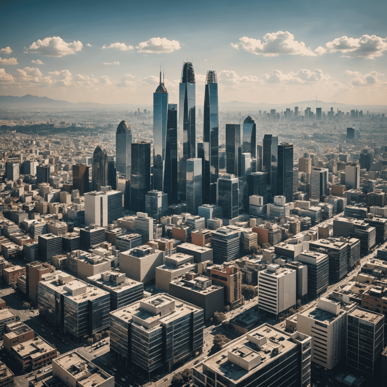 Vista panorámica de la Ciudad de México con rascacielos modernos y el logo de varias empresas tecnológicas superpuesto, simbolizando el creciente ecosistema tecnológico de la ciudad